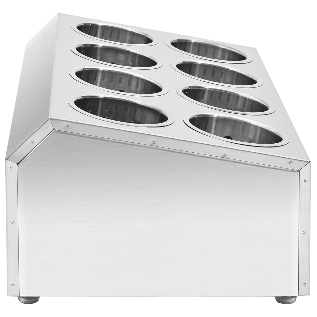 VidaXL Bestekhouder 8 vakken rechthoekig roestvrij staal