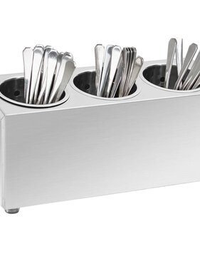 VidaXL Bestekhouder 3 vakken rechthoekig roestvrij staal