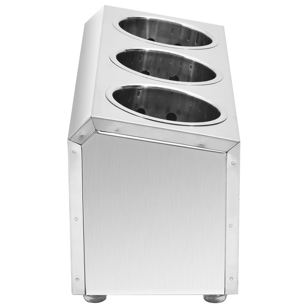 VidaXL Bestekhouder 3 vakken rechthoekig roestvrij staal