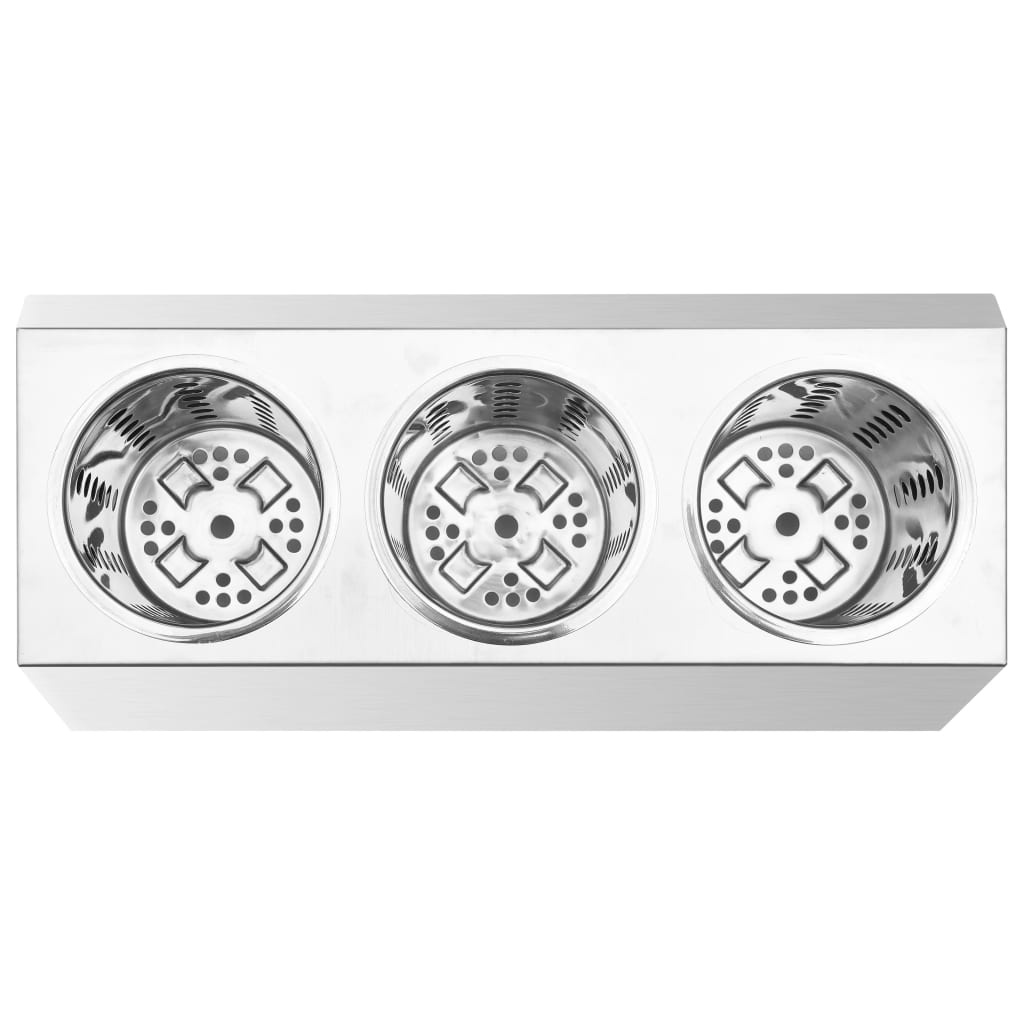 VidaXL Bestekhouder 3 vakken rechthoekig roestvrij staal