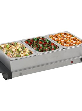 VidaXL Buffetwarmer 200 W 3x1,5 L roestvrij staal