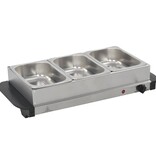 VidaXL Buffetwarmer 200 W 3x1,5 L roestvrij staal