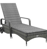 VidaXL Ligbed met wielen poly rattan antraciet