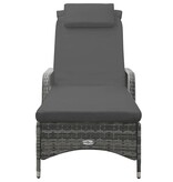 VidaXL Ligbed met wielen poly rattan antraciet