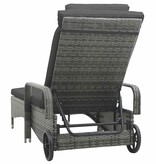 VidaXL Ligbed met wielen poly rattan antraciet