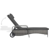 VidaXL Ligbed met wielen poly rattan antraciet