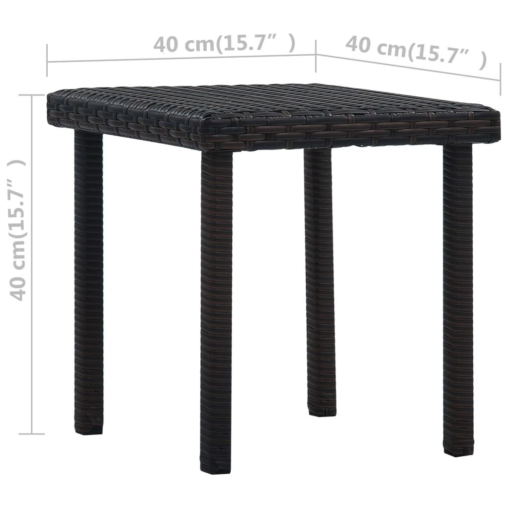 VidaXL Tuintheetafel 40x40x40 cm poly rattan bruin