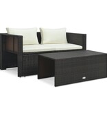 VidaXL 6-delige Loungeset met kussens poly rattan bruin