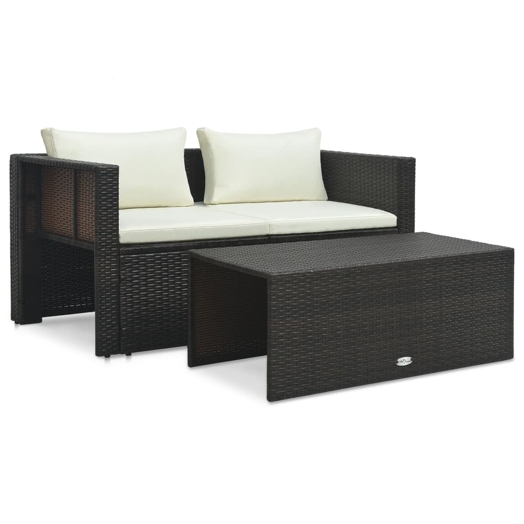 VidaXL 6-delige Loungeset met kussens poly rattan bruin