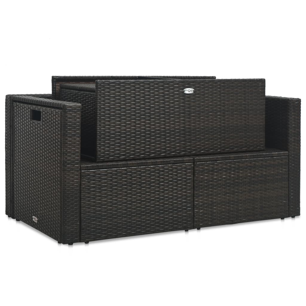 VidaXL 6-delige Loungeset met kussens poly rattan bruin