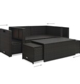 VidaXL 6-delige Loungeset met kussens poly rattan bruin