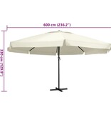VidaXL Parasol met aluminium paal 600 cm zandwit