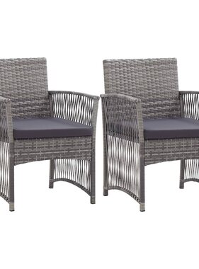 VidaXL Tuinstoelen met kussens 2 st poly rattan antraciet