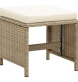 VidaXL Tuinkrukken 2 st met kussens poly rattan beige