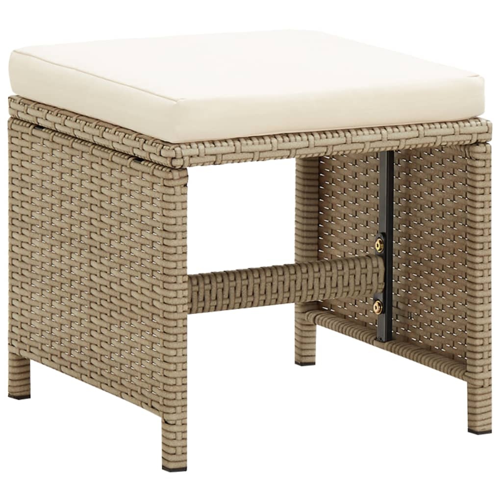 VidaXL Tuinkrukken 2 st met kussens poly rattan beige