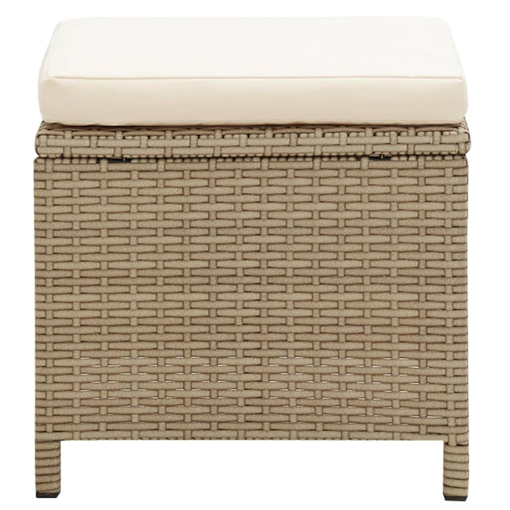 VidaXL Tuinkrukken 2 st met kussens poly rattan beige