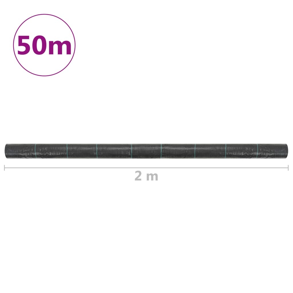VidaXL Worteldoek 2x50 m PP zwart