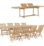 VidaXL 9-delige Tuinset 180-280x100x75 cm massief teakhout