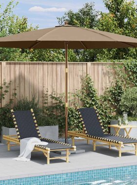 VidaXL Parasol met houten paal 350 cm taupe