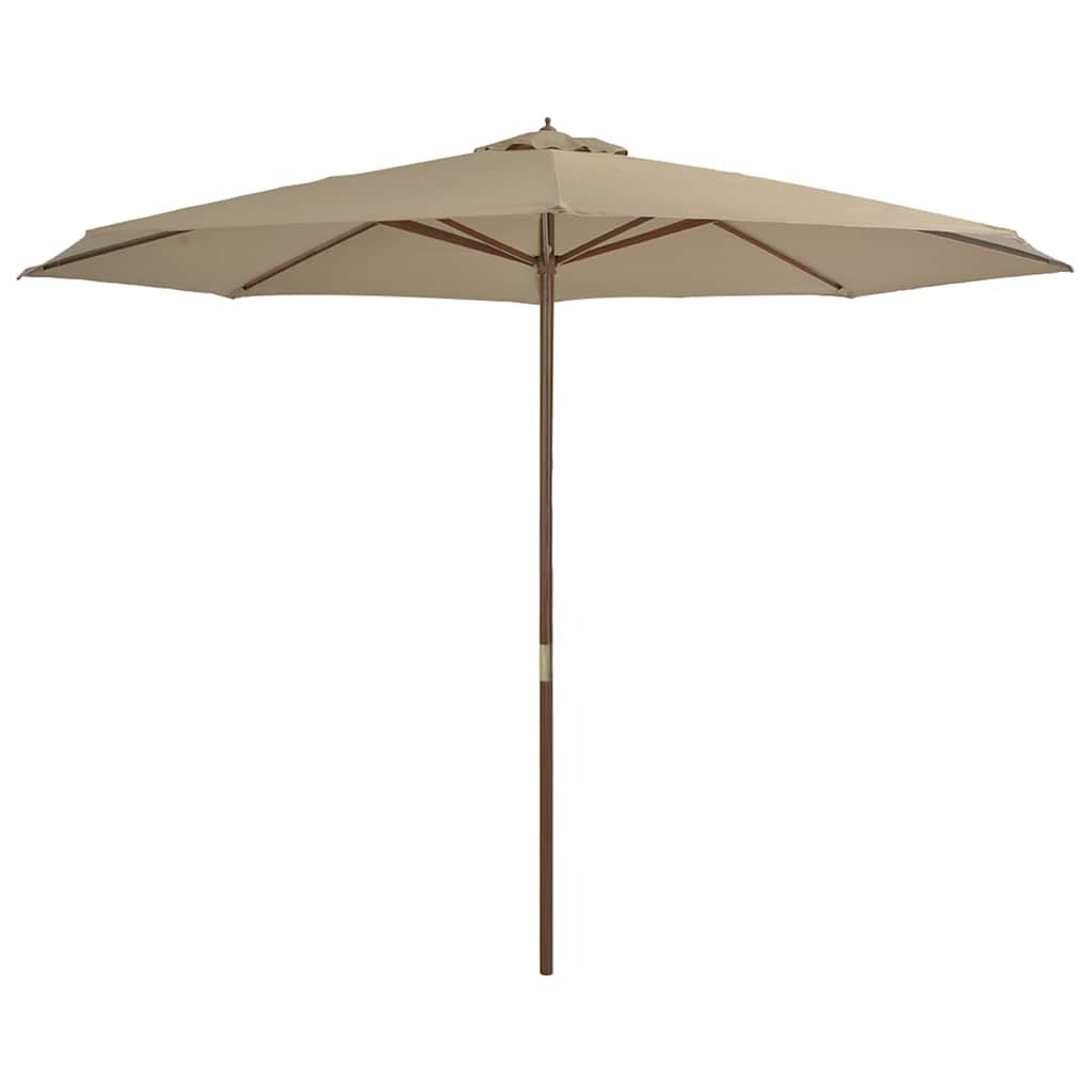 VidaXL Parasol met houten paal 350 cm taupe