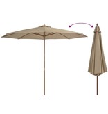 VidaXL Parasol met houten paal 350 cm taupe