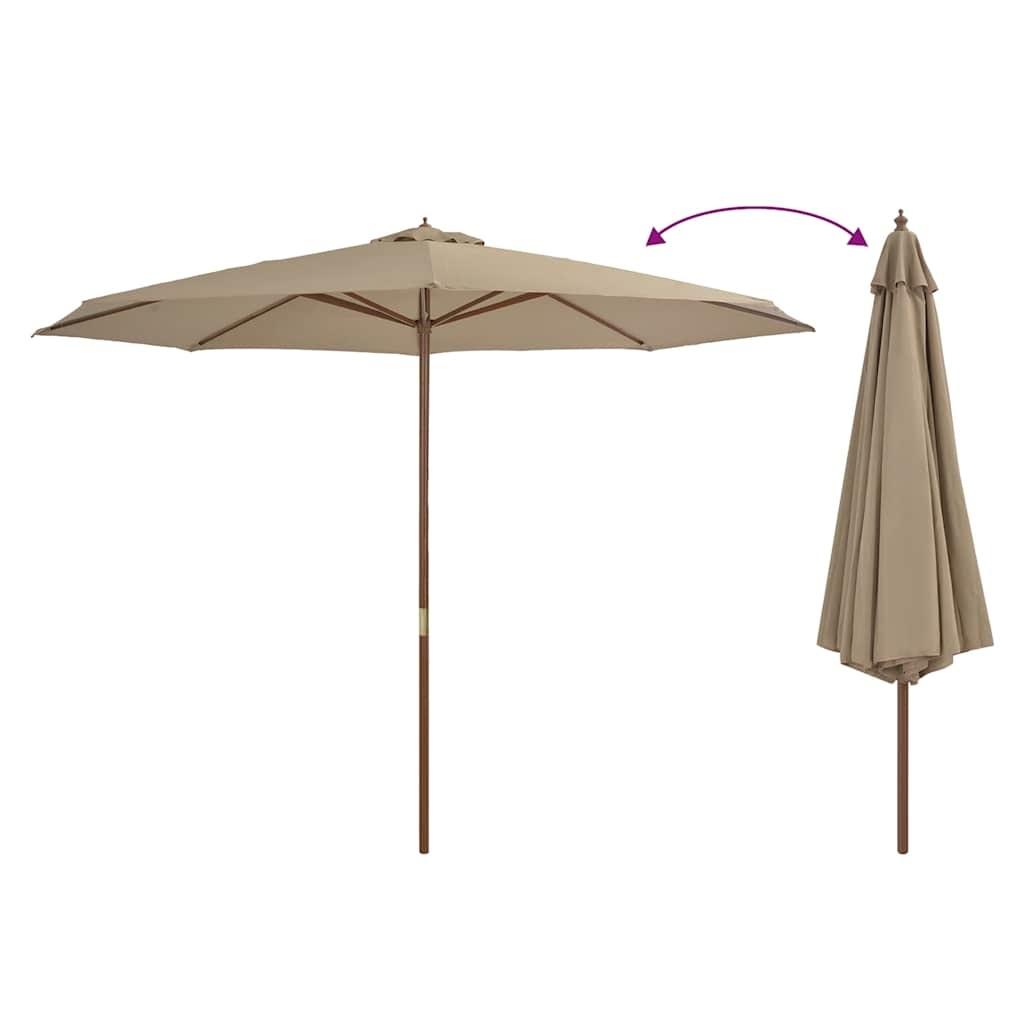 VidaXL Parasol met houten paal 350 cm taupe