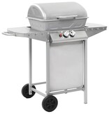 VidaXL Gasbarbecue en grill met 2 kookzones roestvrij staal zilver