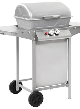 VidaXL Gasbarbecue en grill met 2 kookzones roestvrij staal zilver