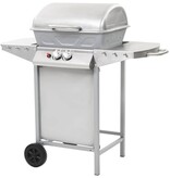 VidaXL Gasbarbecue en grill met 2 kookzones roestvrij staal zilver