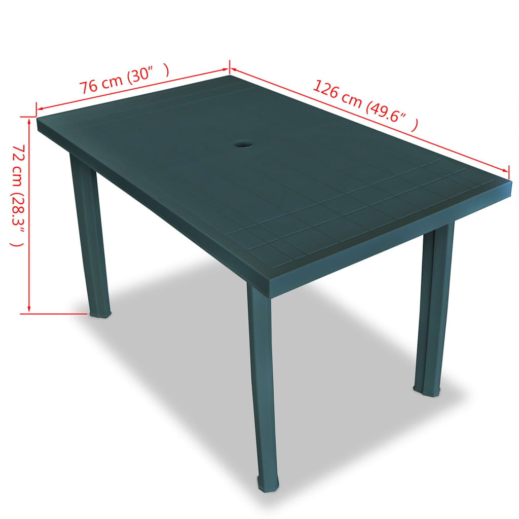 VidaXL Tuintafel 126x76x72 cm kunststof groen