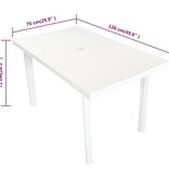 VidaXL Tuintafel 126x76x72 cm kunststof wit