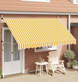 VidaXL Luifel handmatig uittrekbaar 350 cm oranje en witte strepen