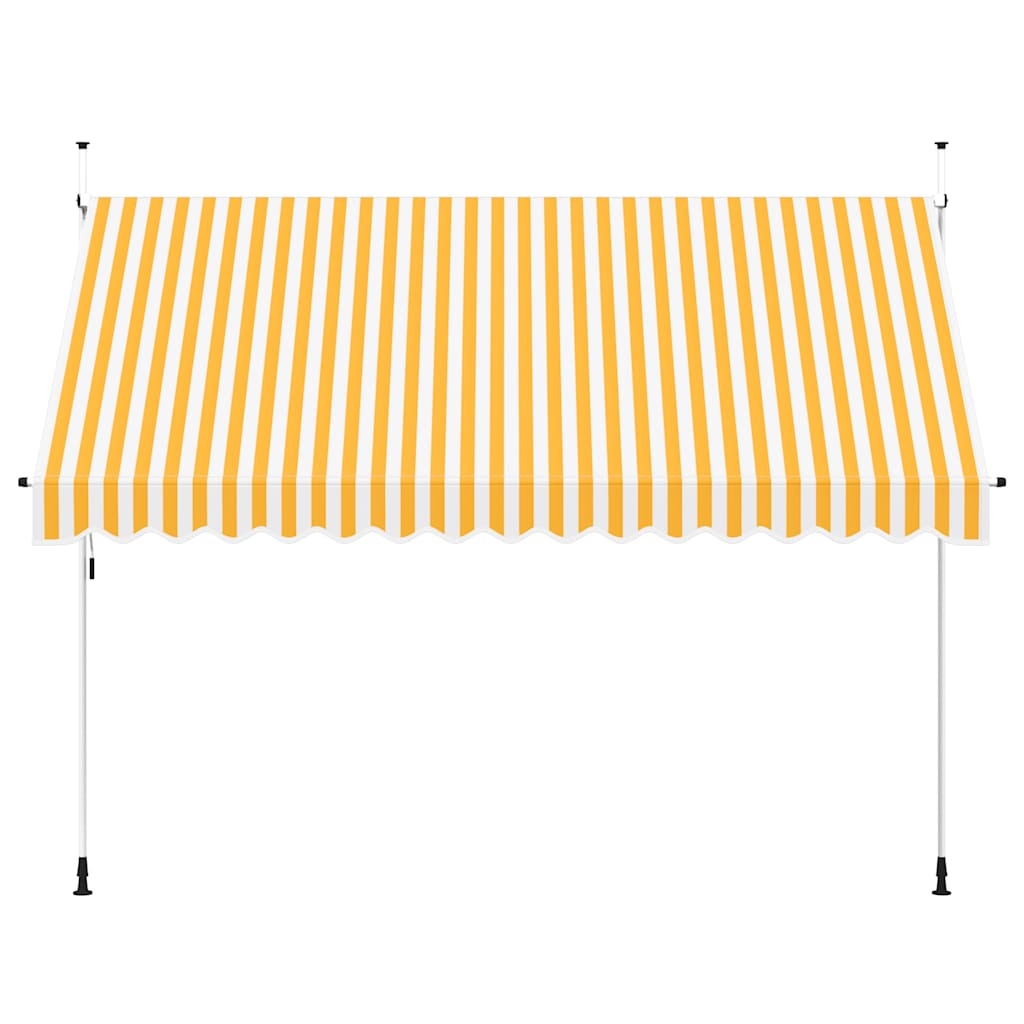 VidaXL Luifel handmatig uittrekbaar 350 cm oranje en witte strepen