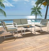 VidaXL 4-delige Loungeset met kussens staal wit