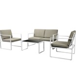 VidaXL 4-delige Loungeset met kussens staal wit