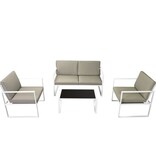 VidaXL 4-delige Loungeset met kussens staal wit