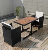 VidaXL 3-delige Bistroset met kussens poly rattan zwart
