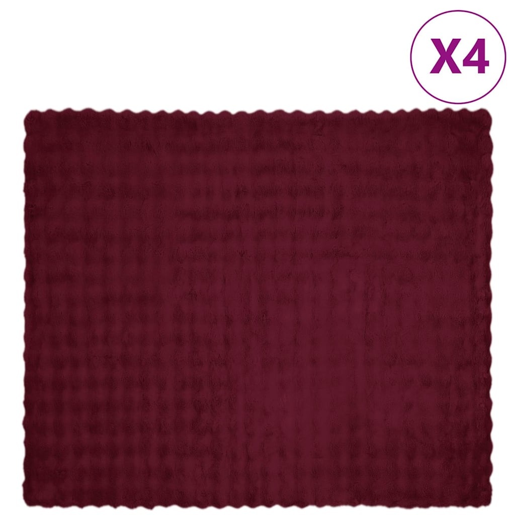 VidaXL Neppels Konijnenbont Deken 4 pcs Bordeaux Rood 240 x 270 cm