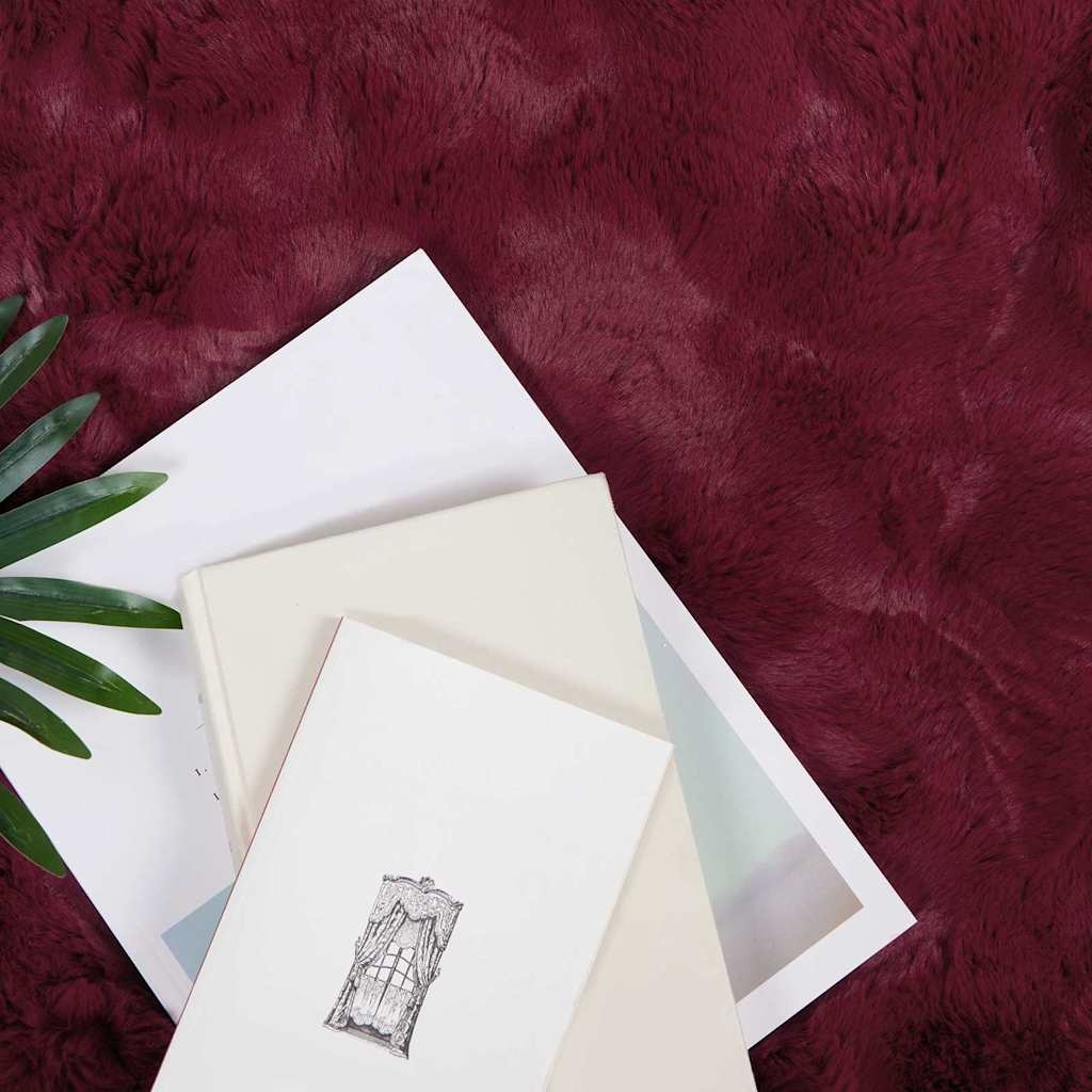 VidaXL Neppels Konijnenbont Deken 4 pcs Bordeaux Rood 220 x 240 cm