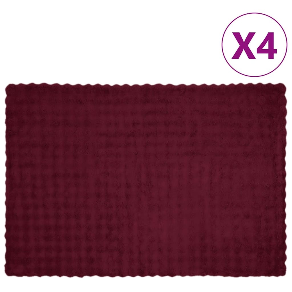 VidaXL Neppels Konijnenbont Deken 4 pcs Bordeaux Rood 150 x 220 cm