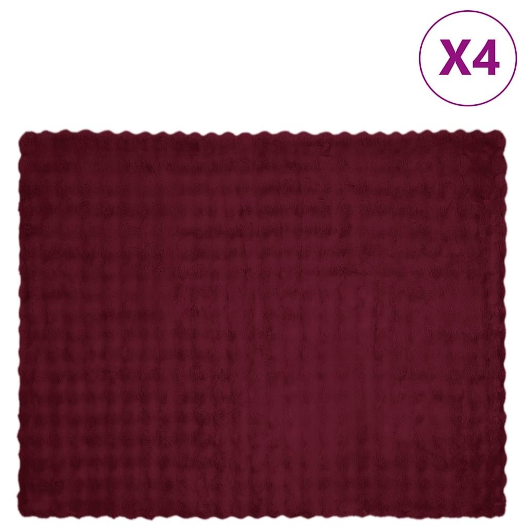 VidaXL Neppels Konijnenbont Deken 4 pcs Bordeaux Rood 130 x 150 cm