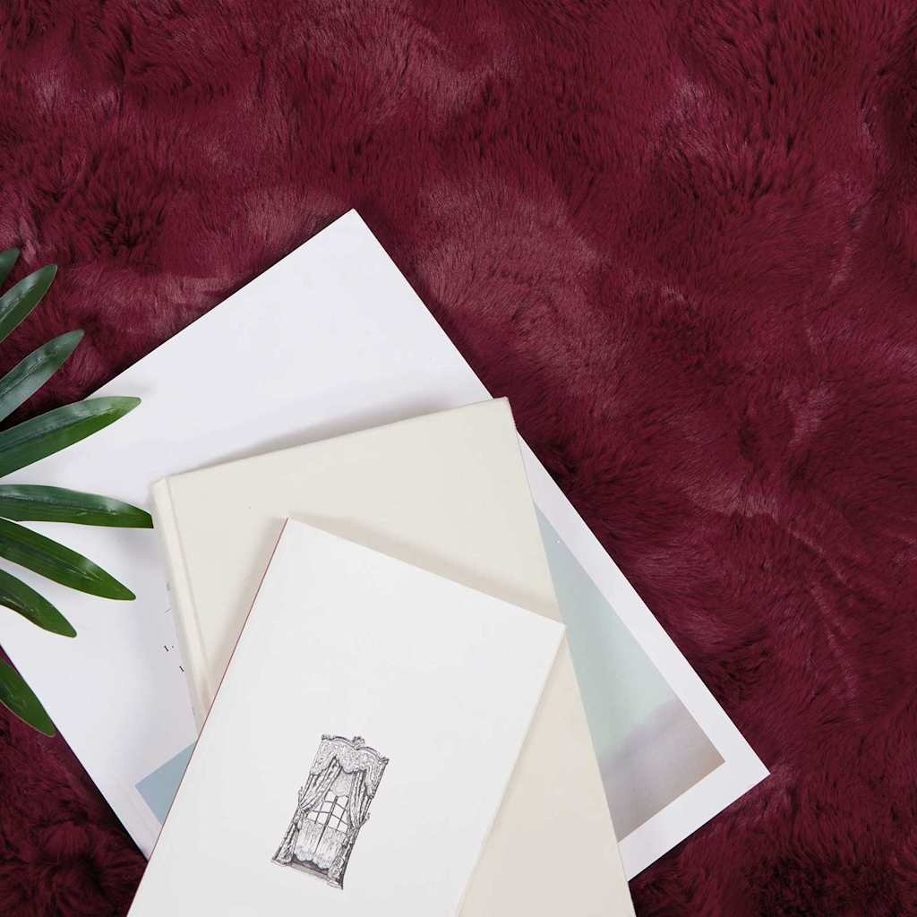 VidaXL Neppels Konijnenbont Deken 4 pcs Bordeaux Rood 130 x 150 cm