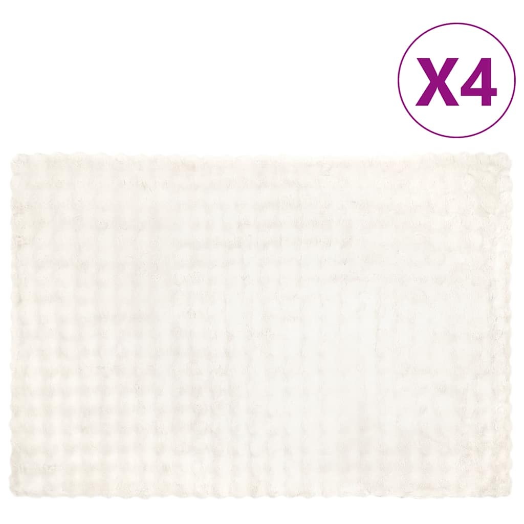 VidaXL Neppels Konijnenbont Deken 4 pcs Wit 150 x 220 cm Polyester