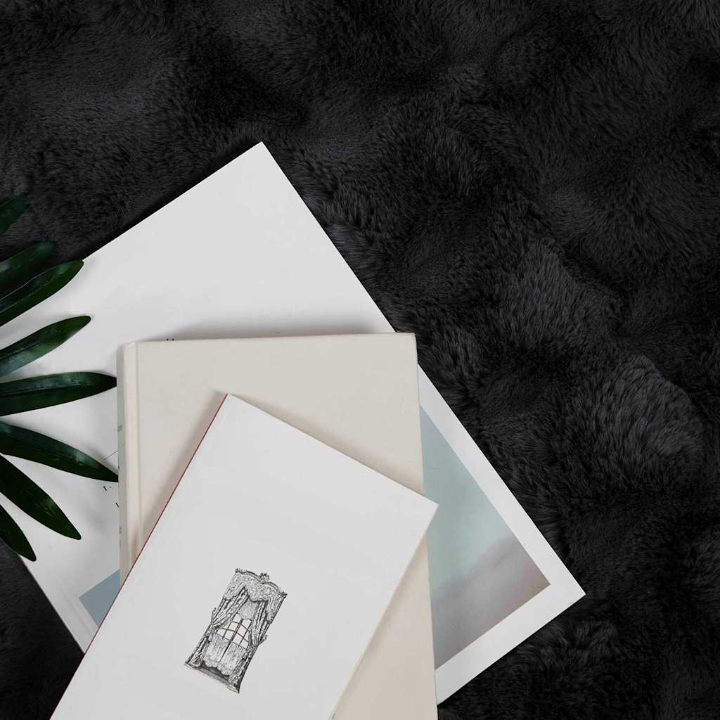 VidaXL Neppels Konijnenbont Deken 4 pcs Zwart 240 x 270 cm Polyester