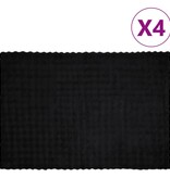 VidaXL Neppels Konijnenbont Deken 4 pcs Zwart 150 x 220 cm Polyester