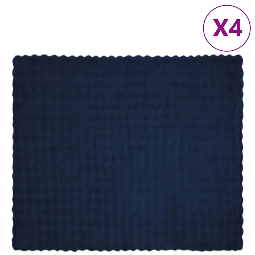 VidaXL Neppels Konijnenbont Deken 4 pcs Marineblauw 240 x 270 cm