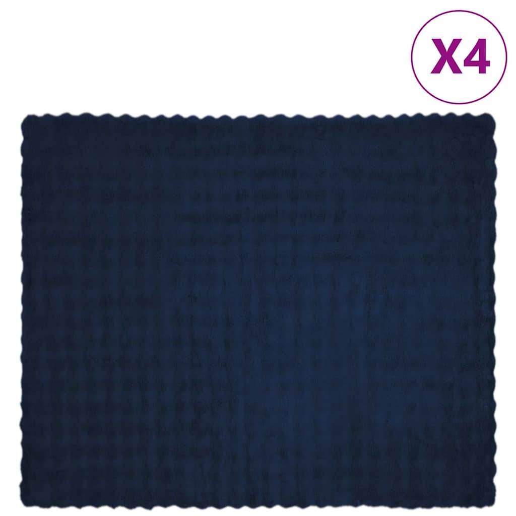 VidaXL Neppels Konijnenbont Deken 4 pcs Marineblauw 220 x 240 cm
