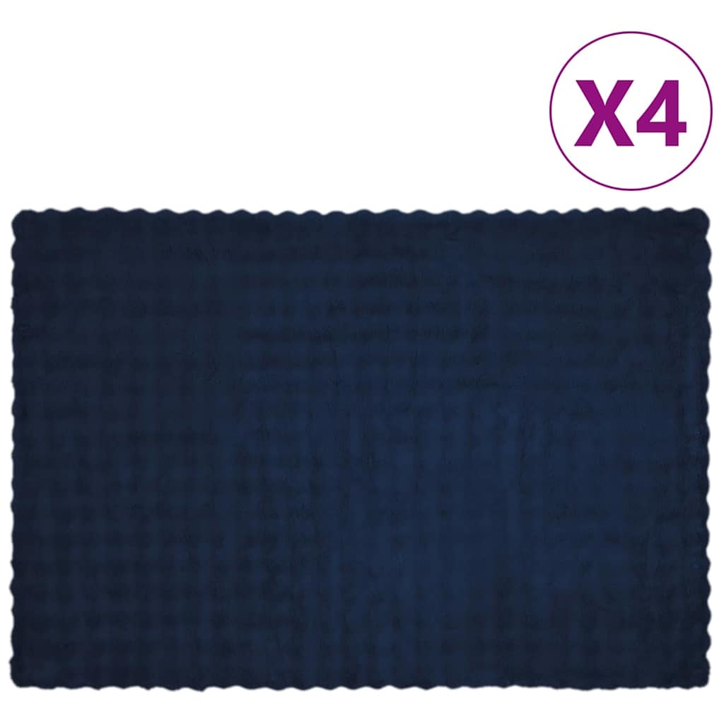VidaXL Neppels Konijnenbont Deken 4 pcs Marineblauw 150 x 220 cm