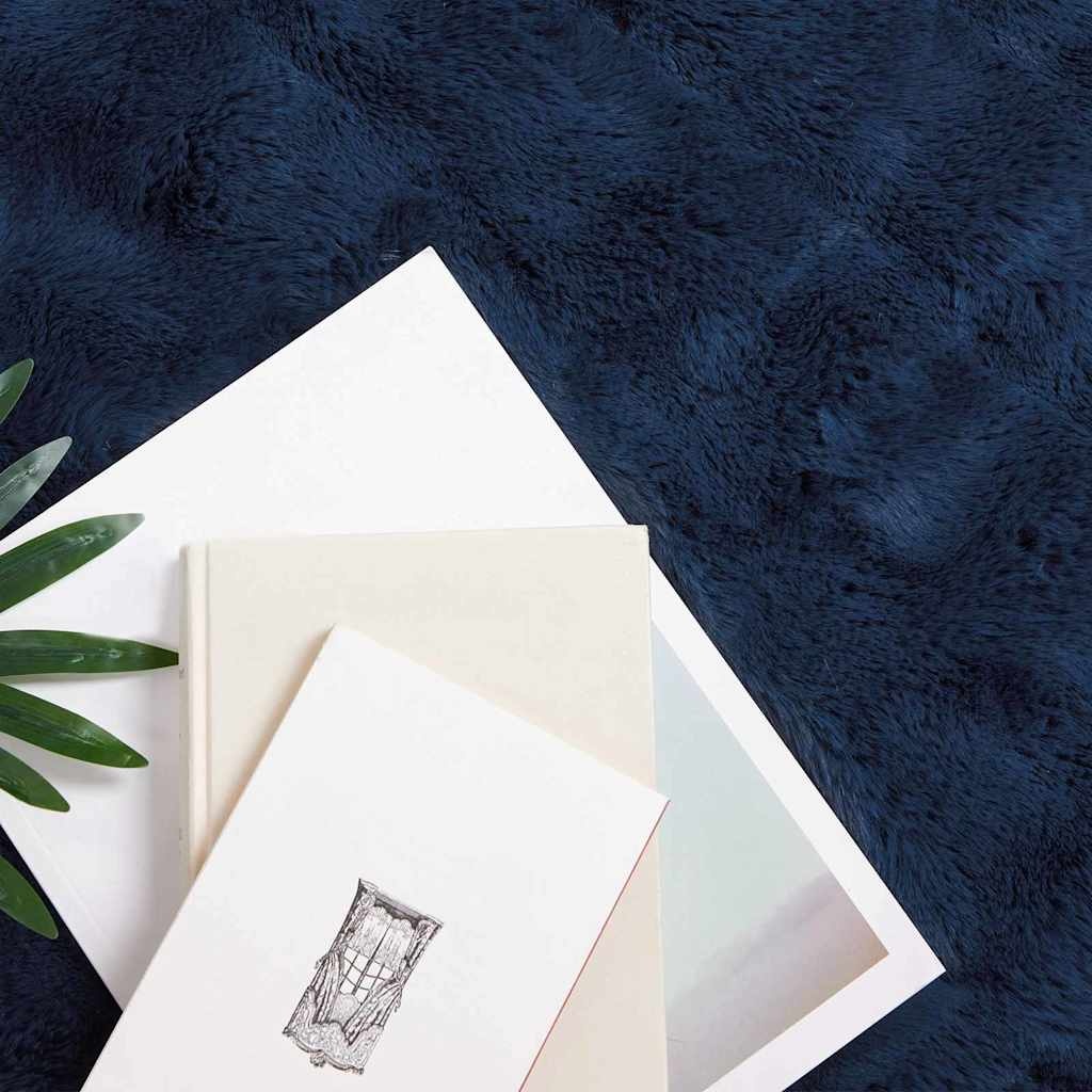 VidaXL Neppels Konijnenbont Deken 4 pcs Marineblauw 130 x 150 cm