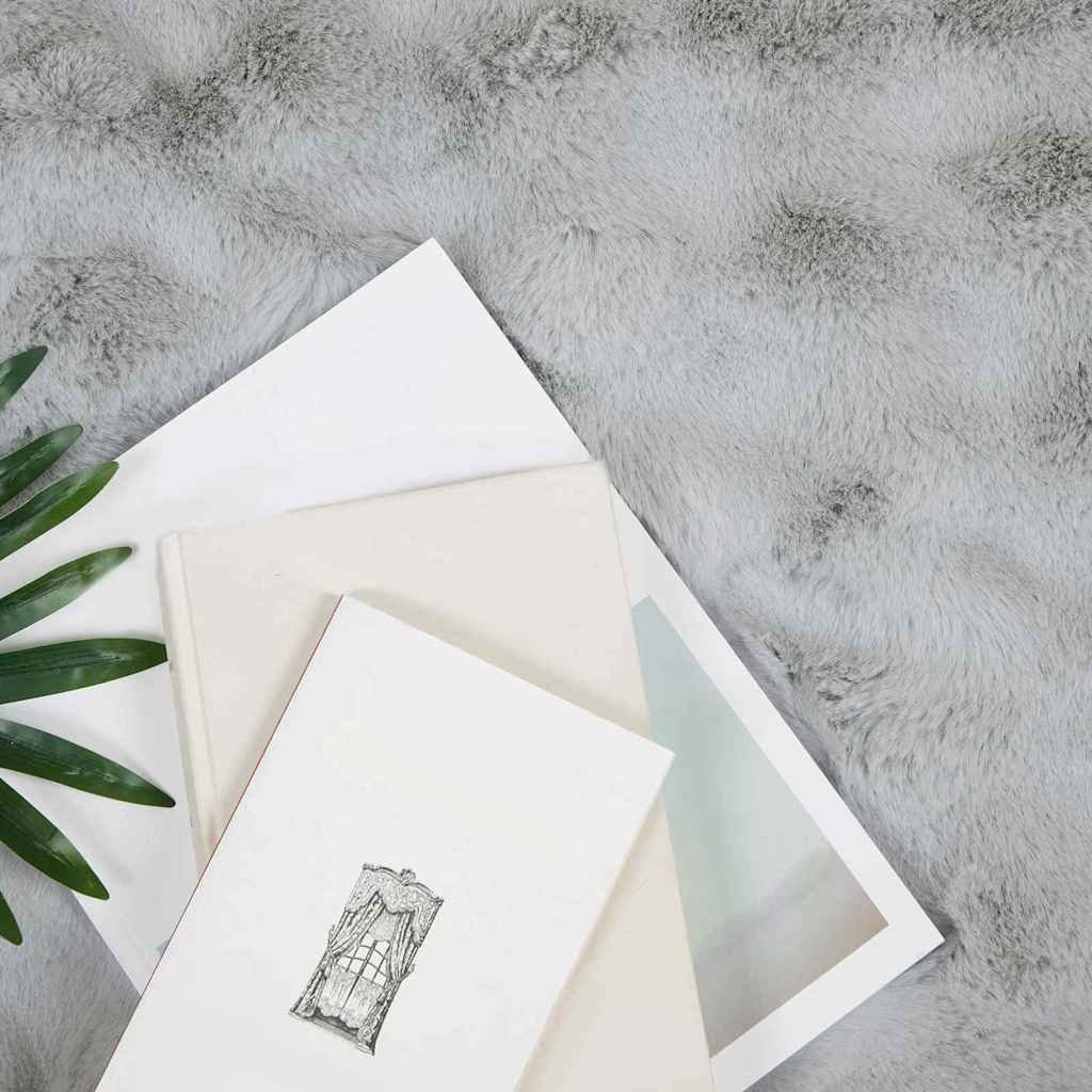 VidaXL Neppels Konijnenbont Deken 4 pcs Grijs 240 x 270 cm Polyester